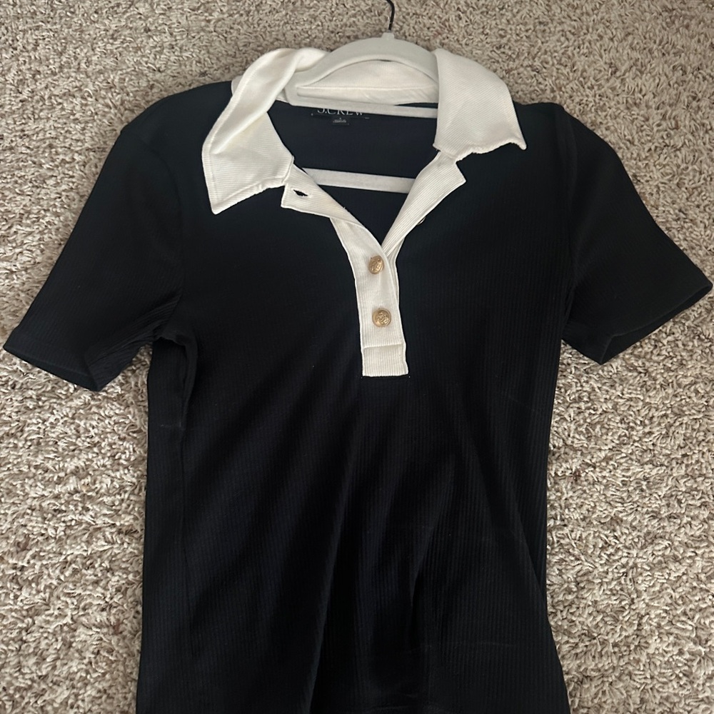 Black and White Collared Polo Shirt